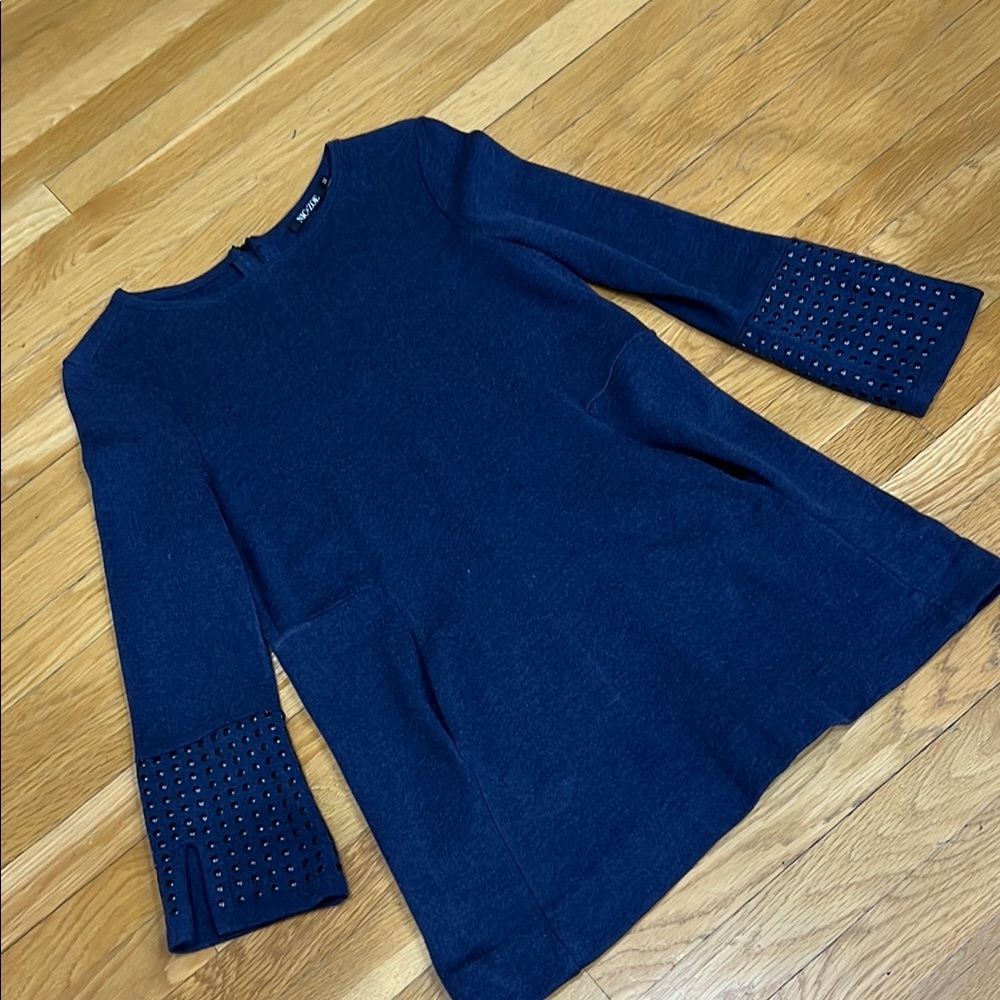 Chic Navy Blue Top with Studded Sleeves
NICandZOE